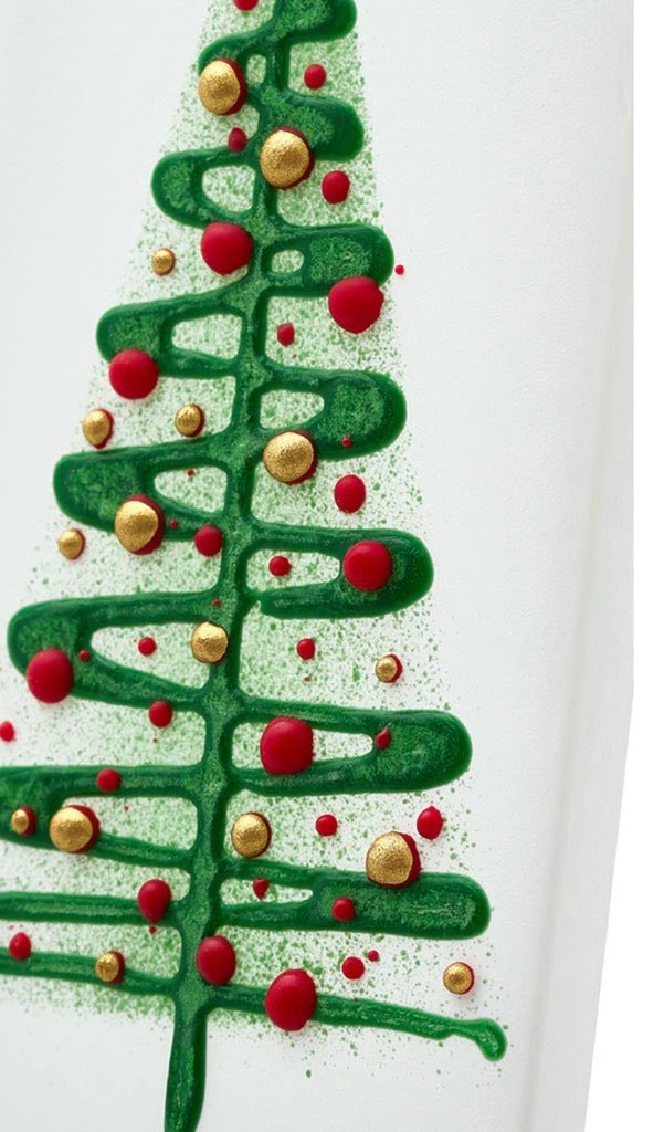 Flatyz Green Christmas Tree with Red & Gold Ornaments Candle