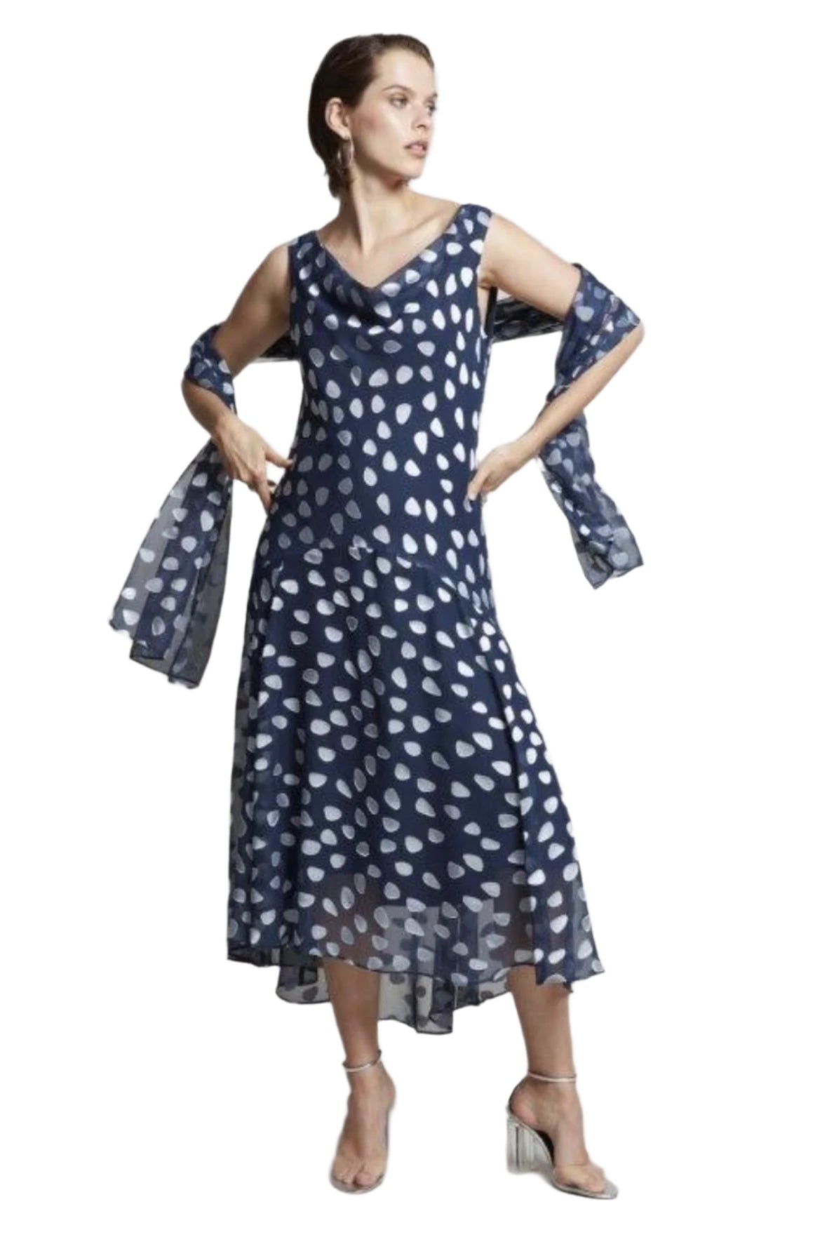 Compli K Polka Dot Dress & Shawl 50115