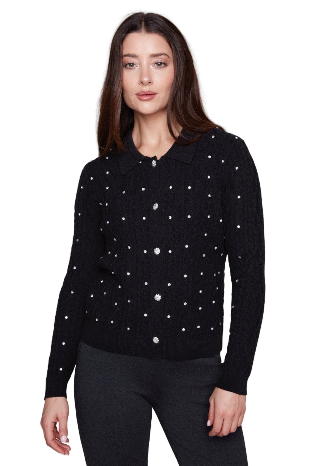 Carré Noir Rhinestone Cardigan 8167