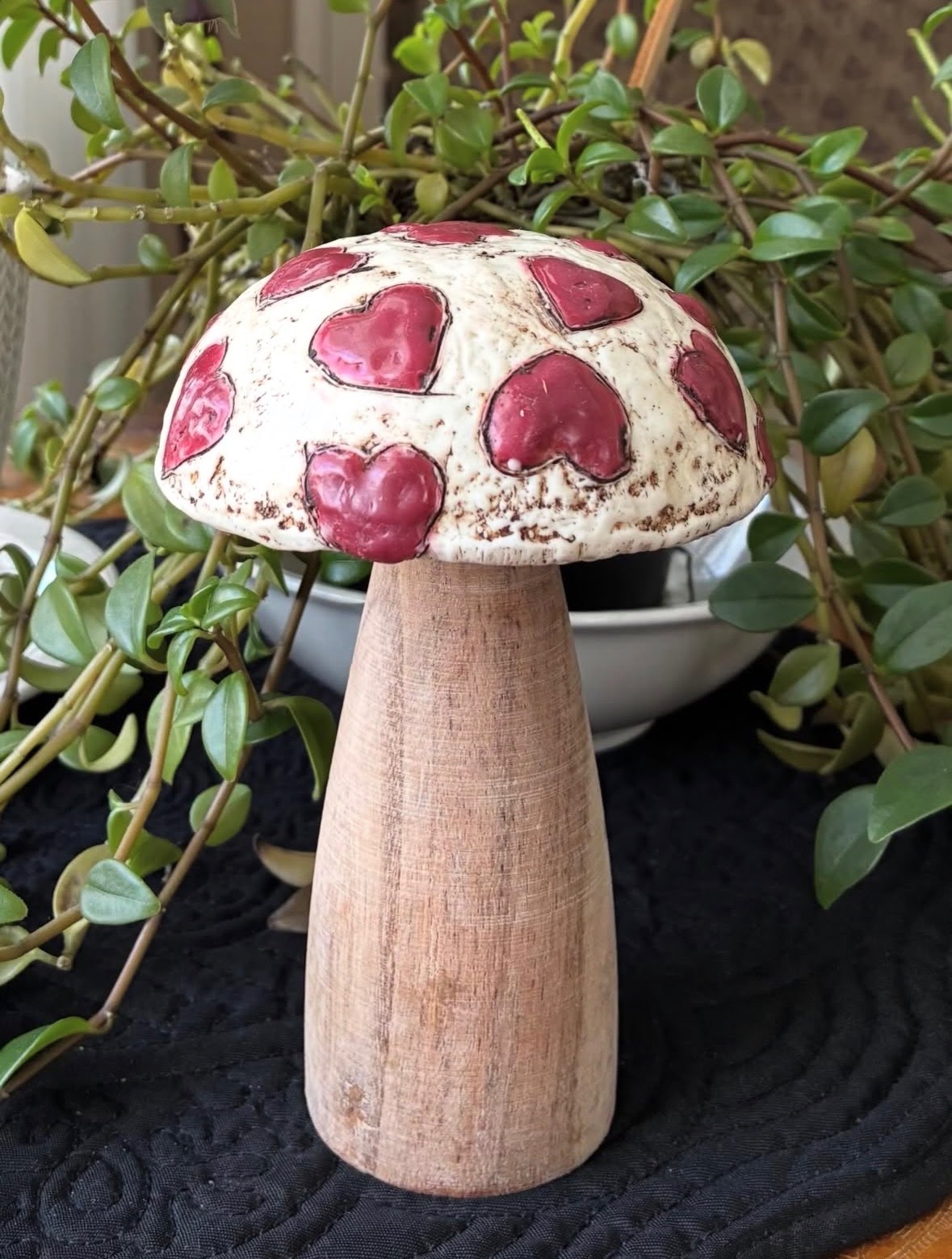 Trish McFerran Heart Mushroom Encaustic Art 504