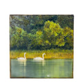 Trish McFerran 2 Swans Encaustic Art 500