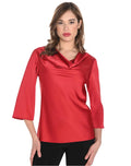 Frank Lyman Red Satin Cowl Neck Top 244125