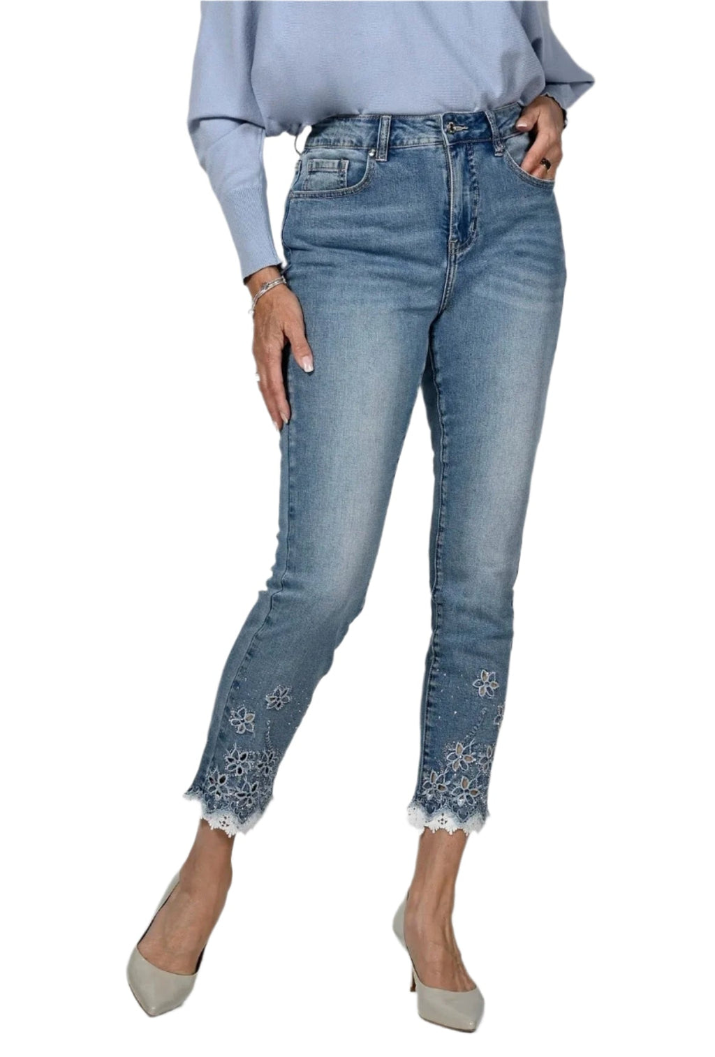 Frank Lyman Lace Sequin Jeans 236647U