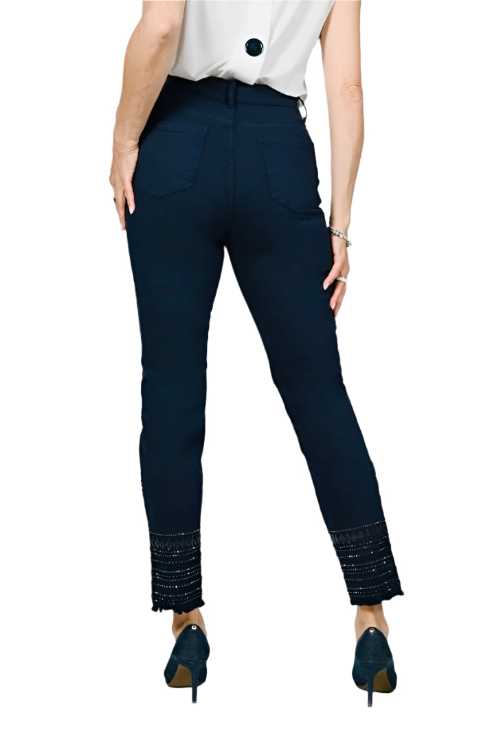 Frank Lyman Timeless Navy Sequin Hem Jeans 236632U
