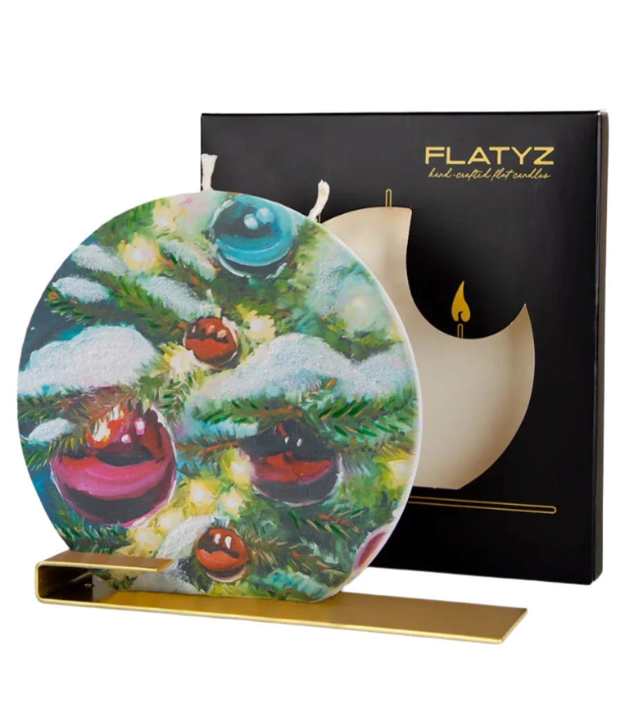 Flatyz Snowy Tree with Ornaments Candle