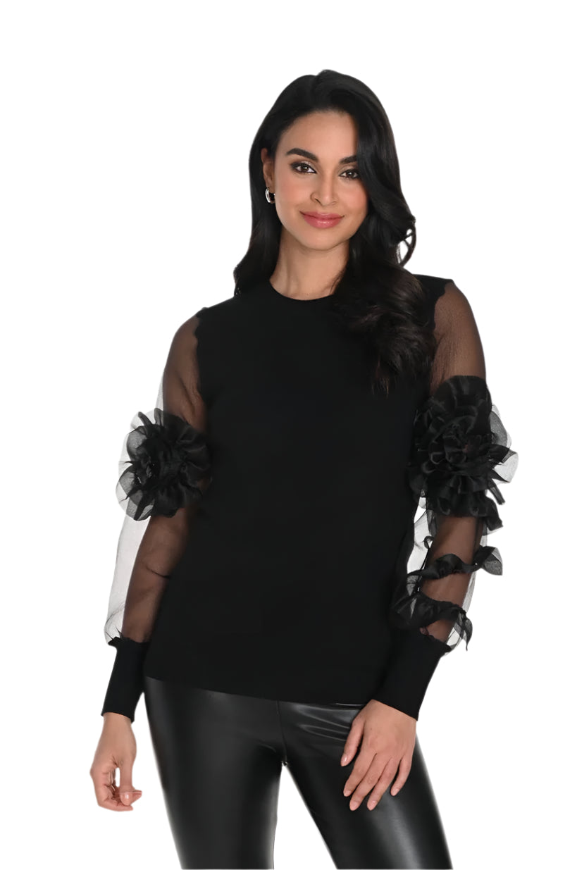Frank Lyman Knit Chiffon Top 243405U