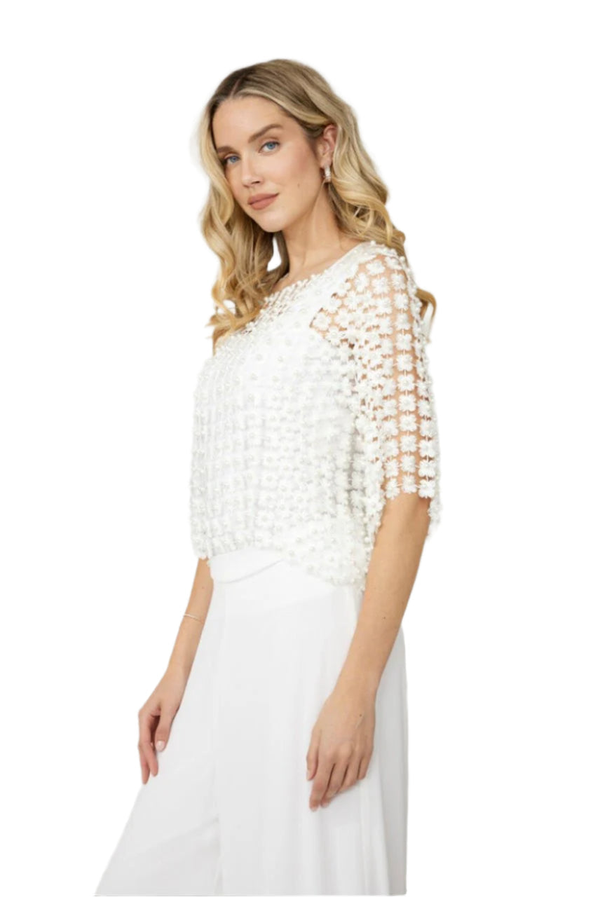 Frank Lyman Floral Embroidery Pop Over Top 258727U