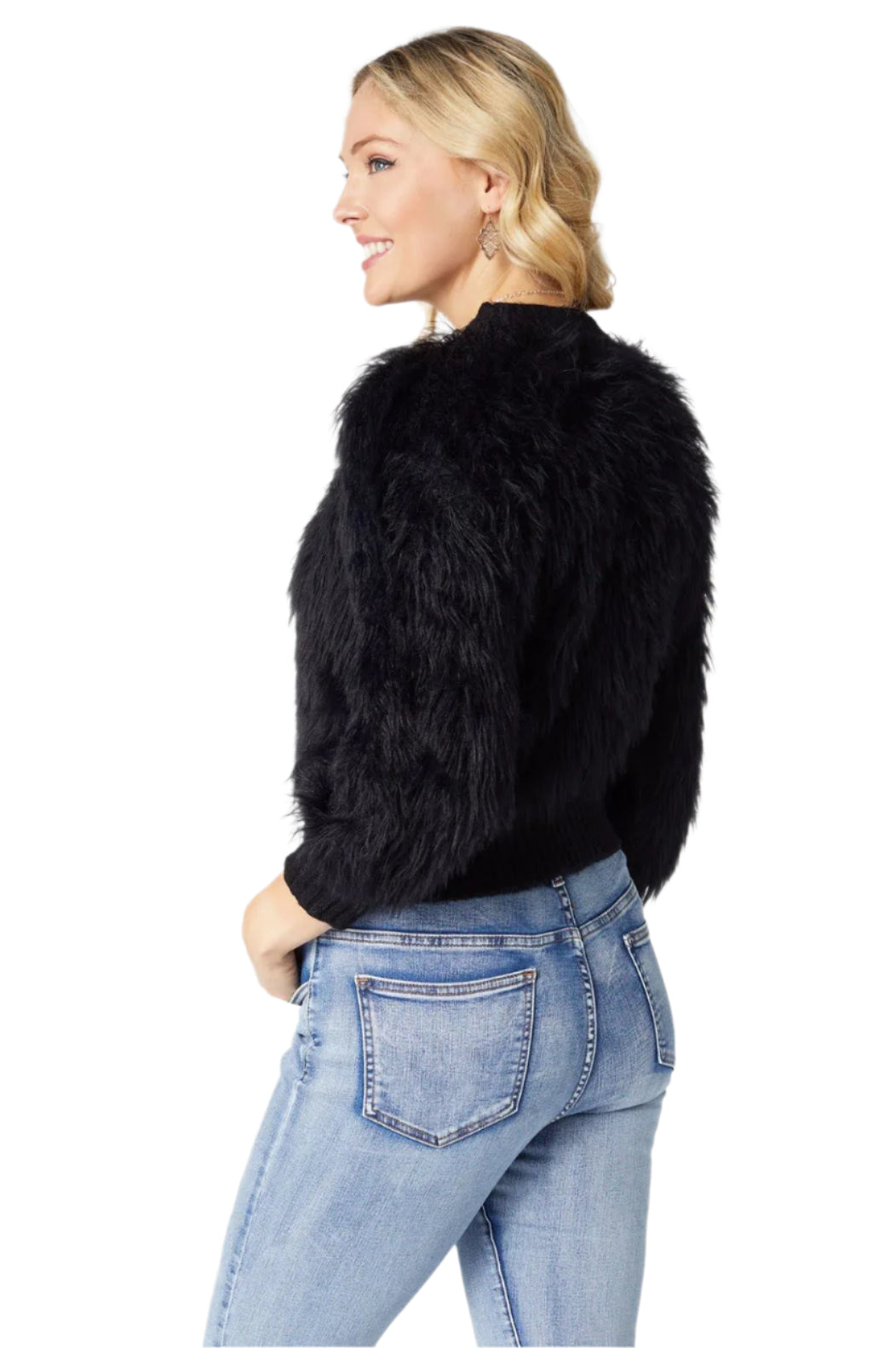 Coco + Carmen Imani Cable Knit Faux Fur Sweater
