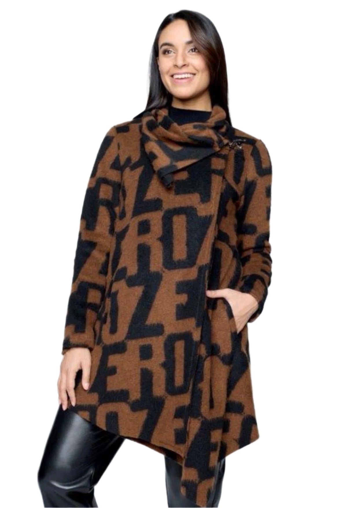 Carré Noir Chic Letter Coat 6552