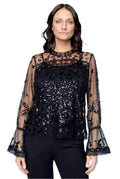 Carré Noir Sequin Lace Cuff Shimmer Top 6653