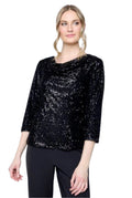 Carré Noir Sequin Cowl Neck Shimmer Top 6651