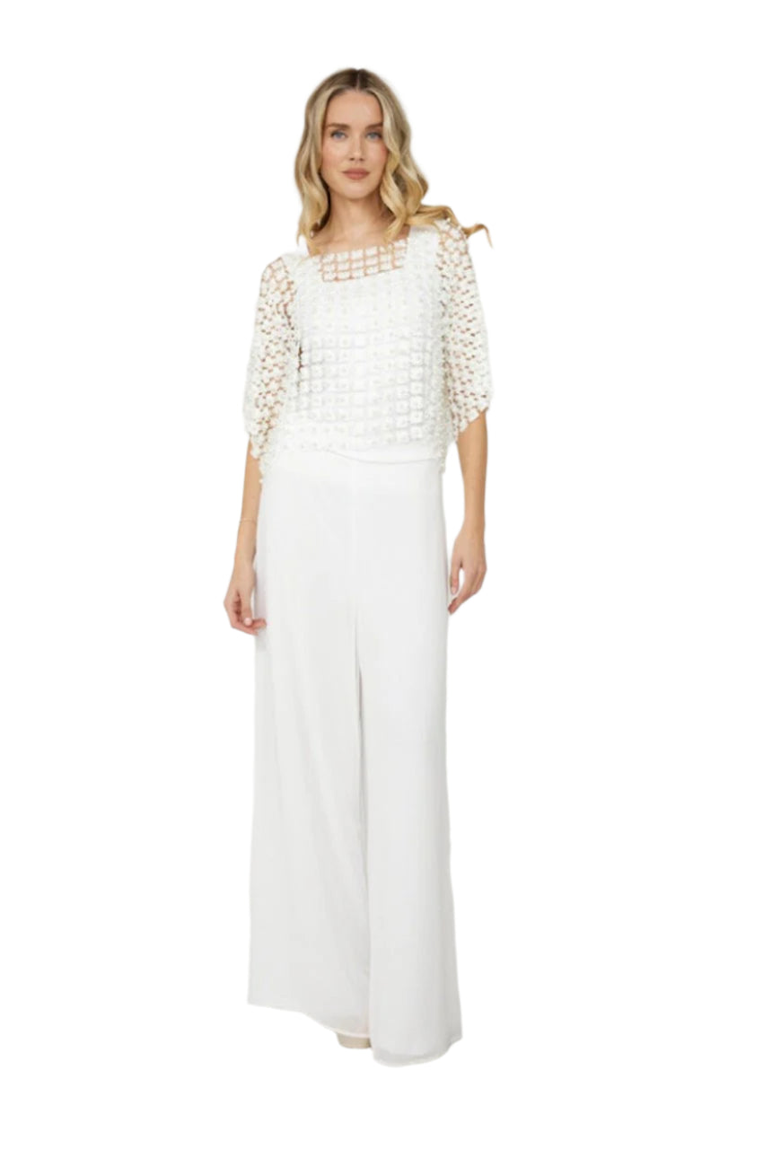 Frank Lyman Floral Embroidery Pop Over Top 258727U