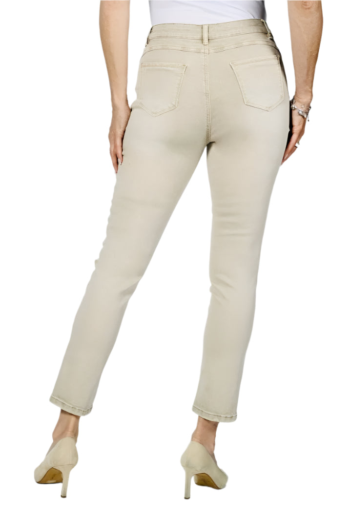 Frank Lyman Khaki Rhinestone Embellished Cut Out Jeans 236631U