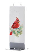 Flatyz Snowy Cardinal on Pine Branch Candle