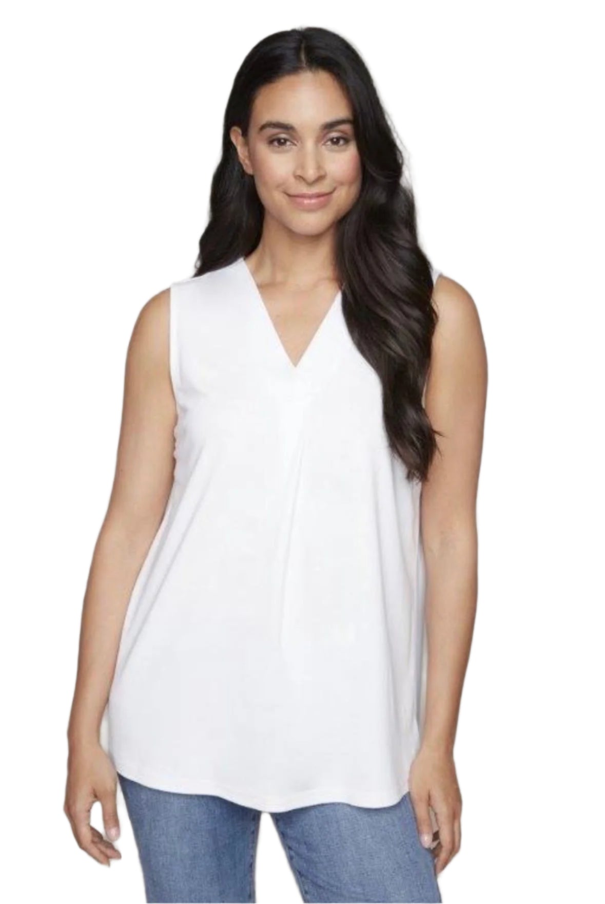 Carré Noir Classic White V-Neck Top 7956