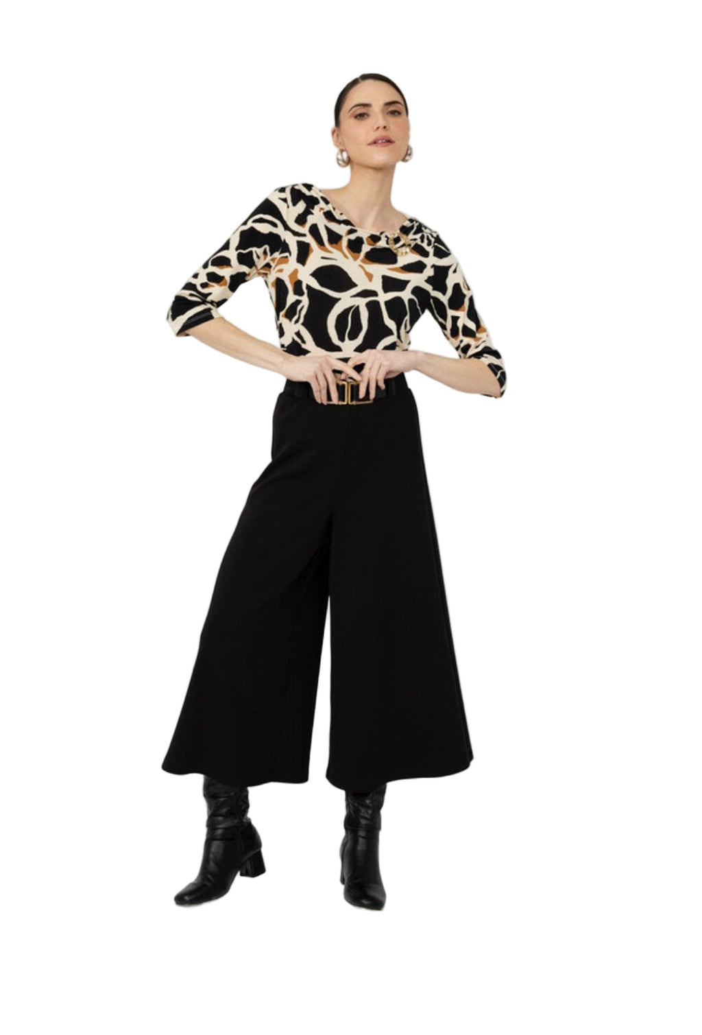 Frank Lyman Wide Leg Cropped Pants 253206
