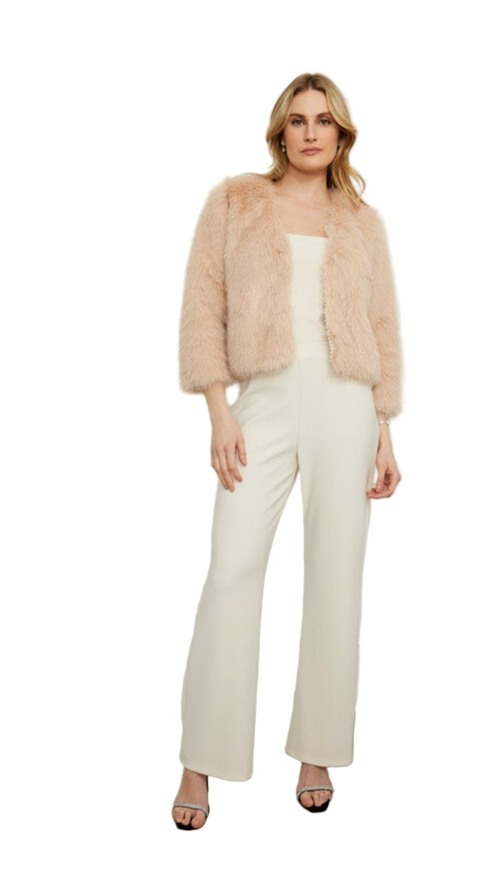 Frank Lyman Blush Faux Fur Jacket 259730