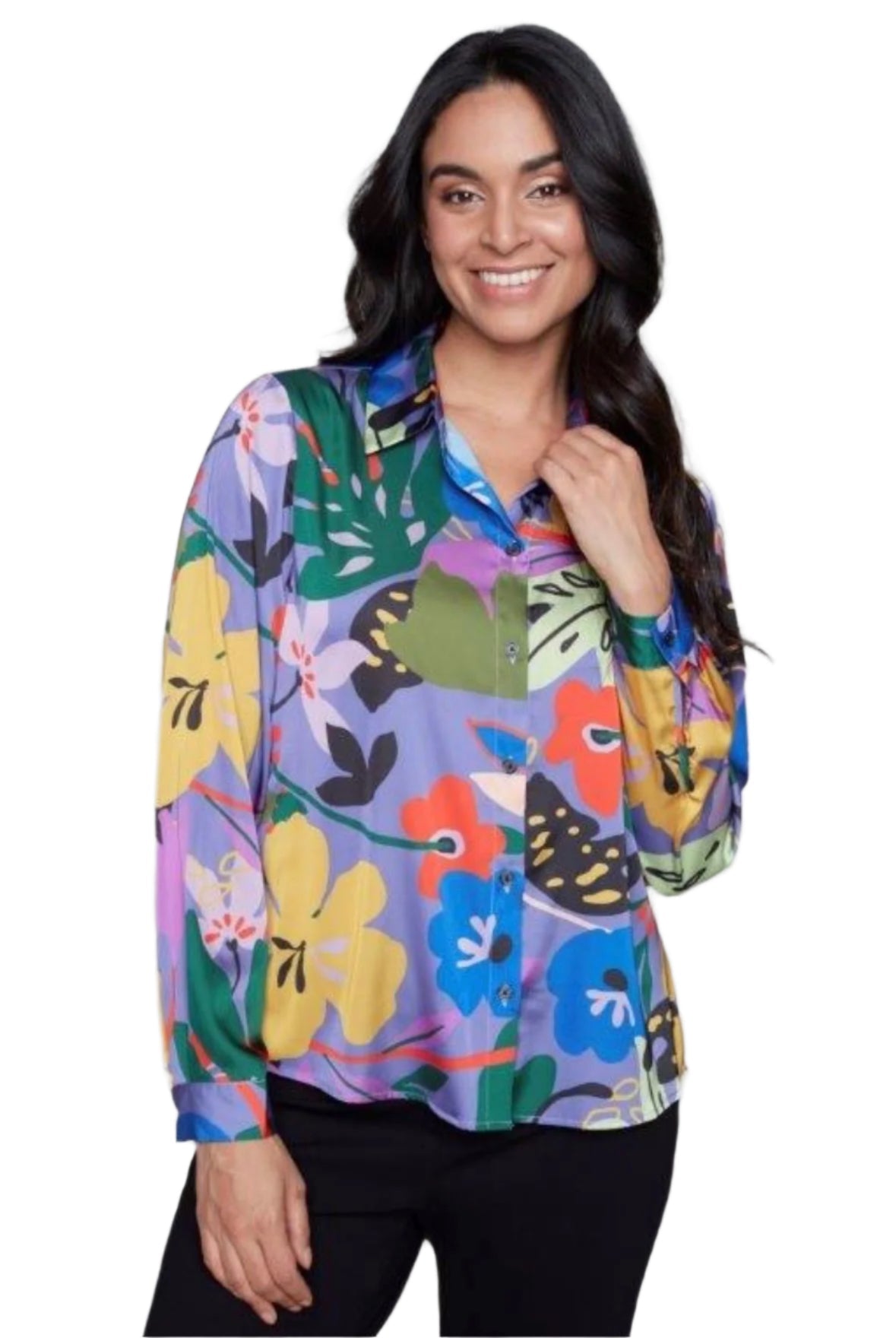 Carré Noir Silky Floral Retro Top 7504