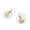 Mixed Metal Swinging Pearl Earrings