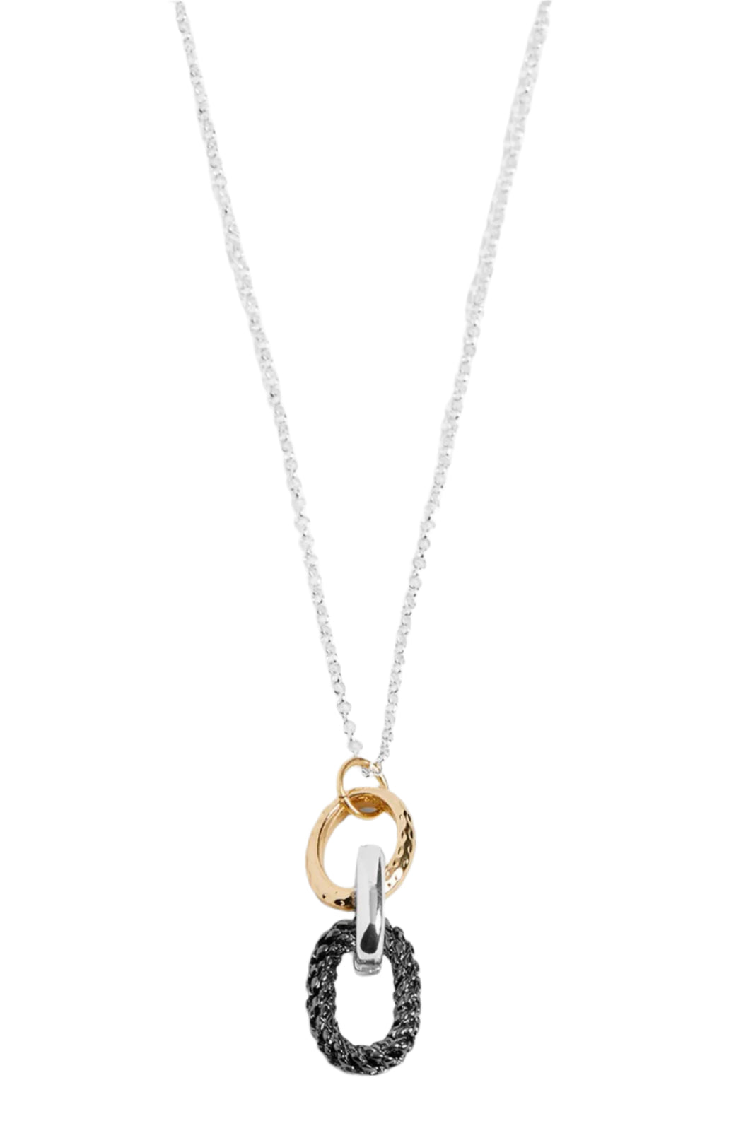 Mixed Metal Three Link Necklace