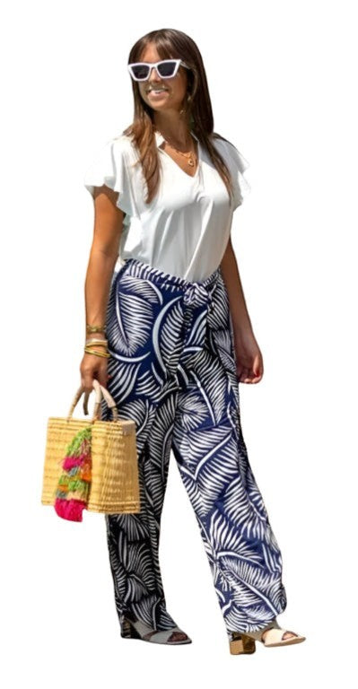 La Mer Luxe Navy Palm Pants 280K-E01K