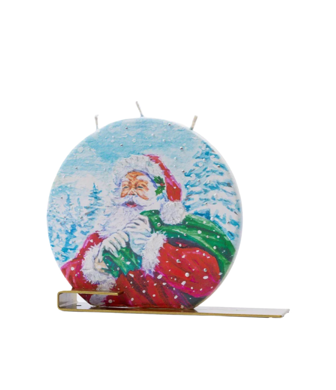 Flatyz Snowy Santa with Present Sack Candle