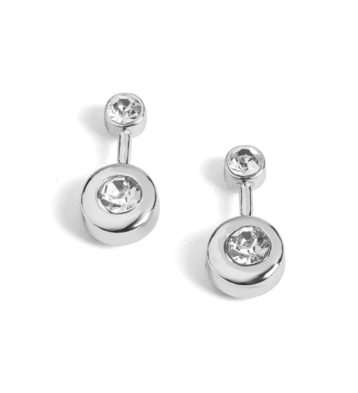 Two Circle Drop Stud Earrings