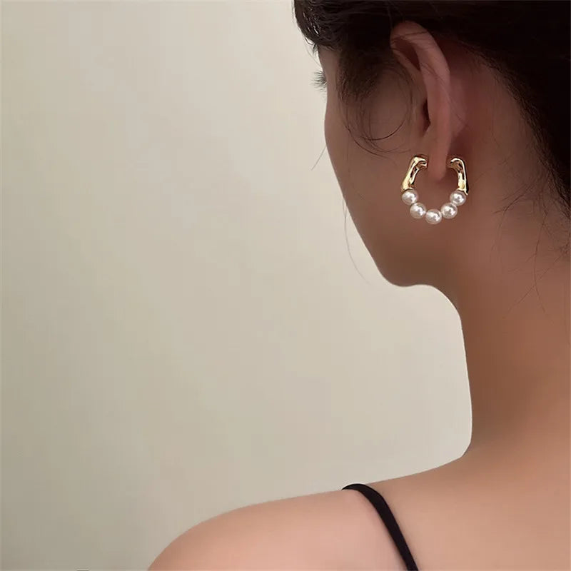 Aurora Pearl Hoop Earrings