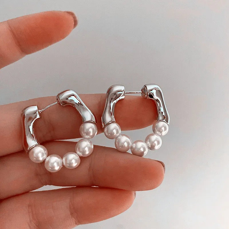 Aurora Pearl Hoop Earrings