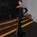 Avenelle Black Maxi Dress with Gloves