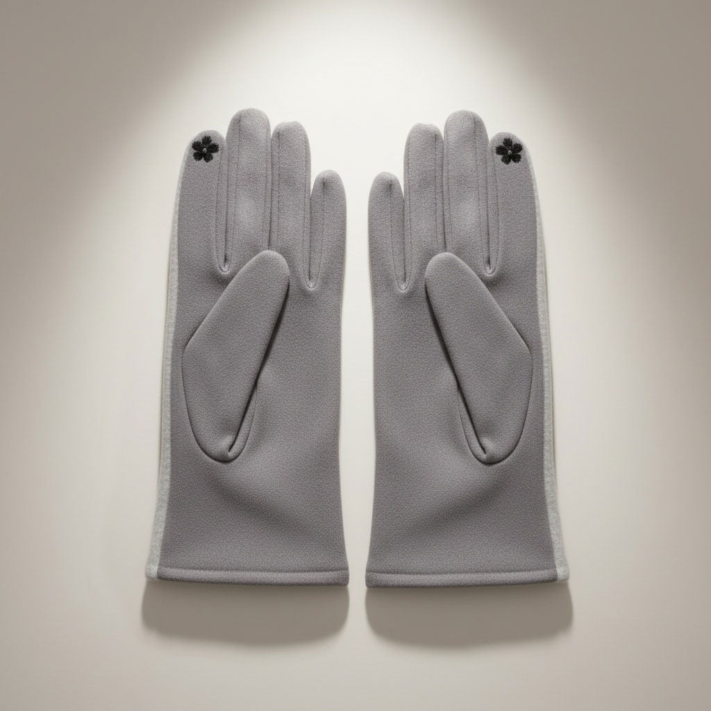 Winter Woolen Touchscreen Gloves Gray with Cute Rabbit Detail Stylish and Casual