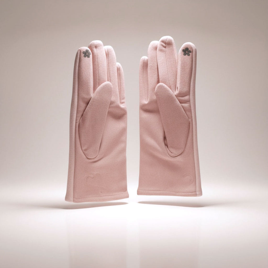Winter Woolen Touchscreen Gloves Pink Cute Rabbit Design Stylish