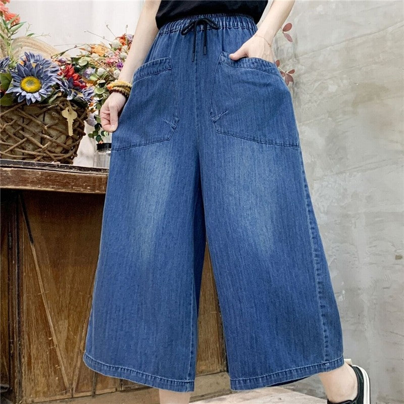 High-Waisted Solid Color Wide-Leg Pants With Tie Waist