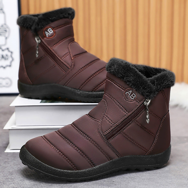 Women's Winter Cotton High-Top Casual Shoes - Warm PU Leather Flat Heel Boots