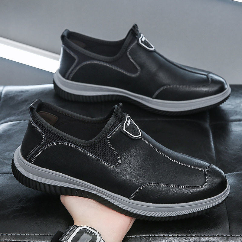 Men's Soft Leather Business Casual Breathable Dress Shoes - British Style Round Toe Slip-On Loafers
