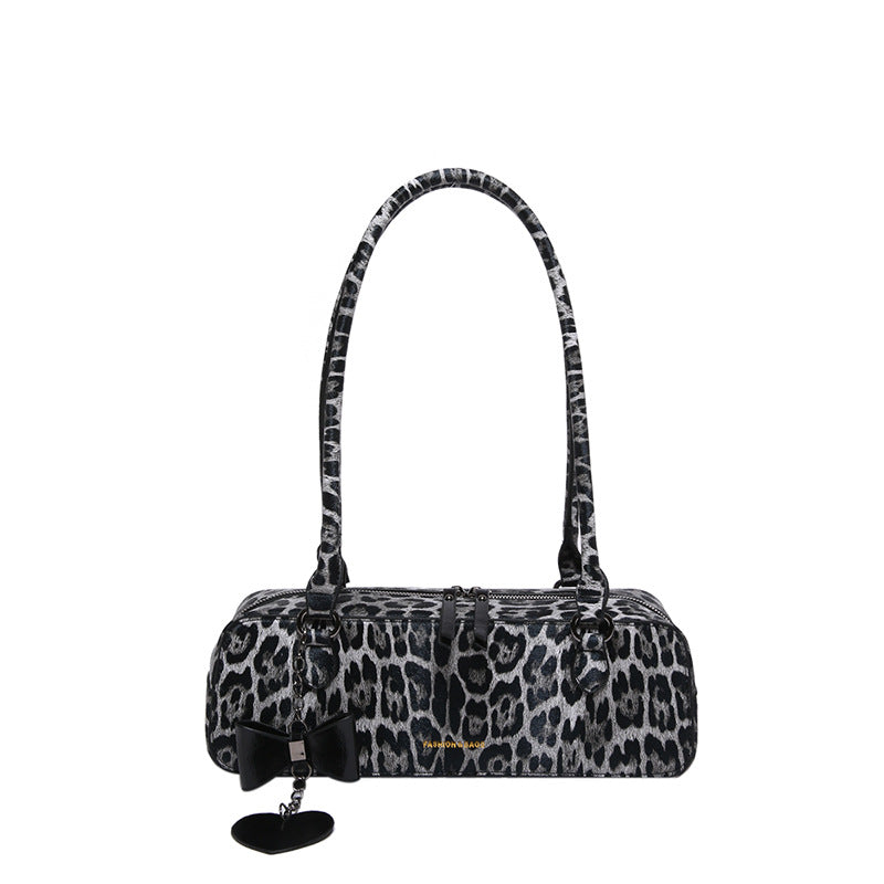 Leopard Print Tote Bag – Retro European Style Handbag | Black, Brown & Yellow