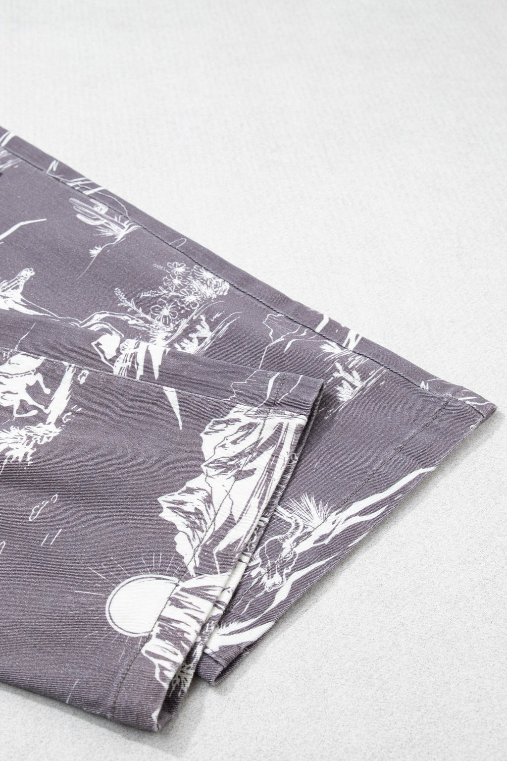Gray Wild West Riding Vintage Printed Shift Jeans