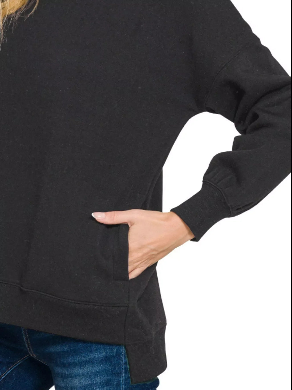 Full Size Fleece Hi-low Boyfriend Sweatshirts with Pockets Plus Size