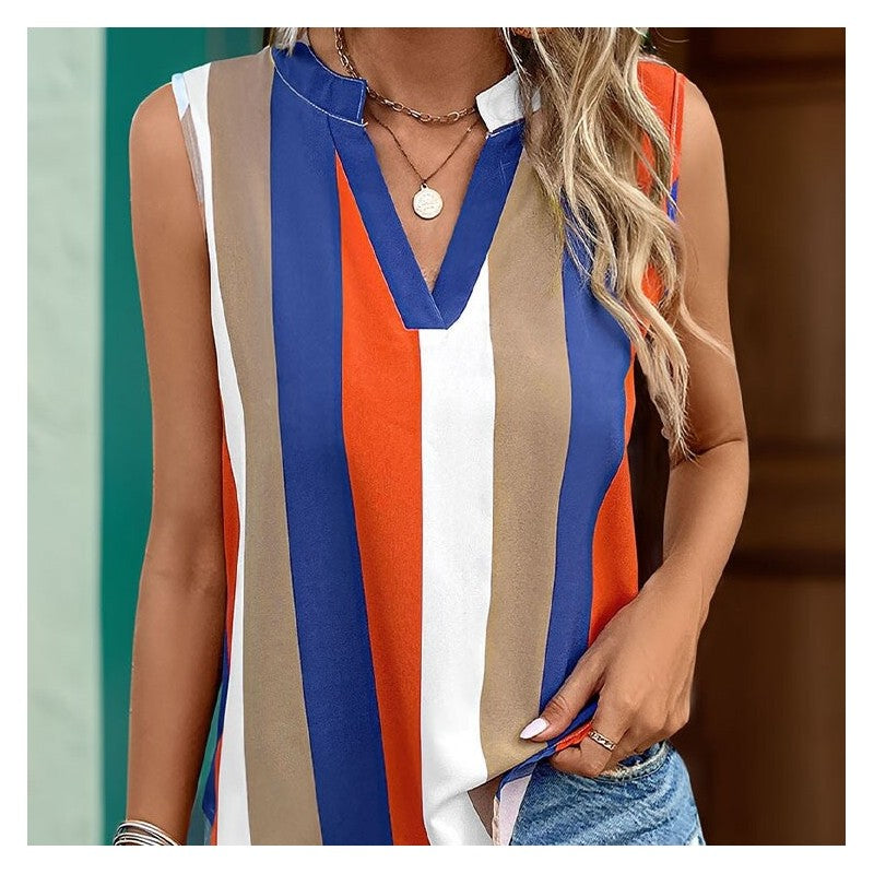 Striped V-Neck Shirt - Versatile, Fashionable, and Colorful