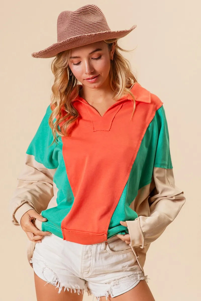 Colorblock Exposed Seam French Terry Sweatshirt