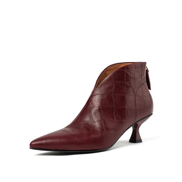 Women's Elegant Pointed-Toe Ankle Boots | Genuine Cowhide Leather | Velvet Lining Option