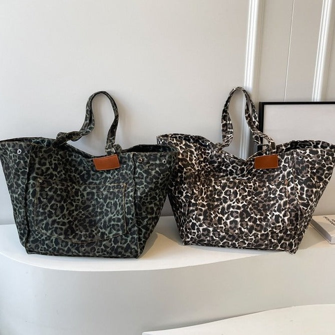 Women's High-Capacity Canvas Shoulder Bag - Stylish Bucket Tote with Multiple Pockets