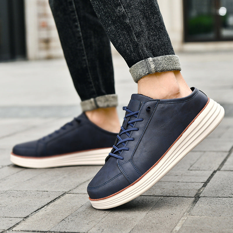 Men's Thermal Fleece-Lined Casual Lace-Up Shoes - Chunky Sole Winter Sneakers