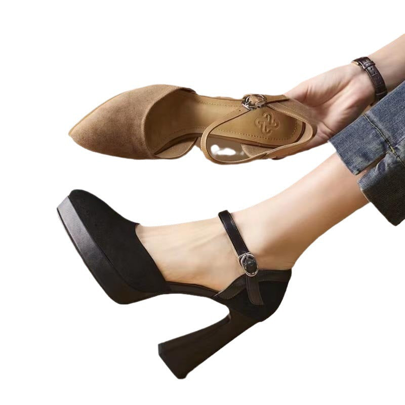 Women's Pointed-Toe Chunky Heel Sandals | Closed-Toe Block Heels