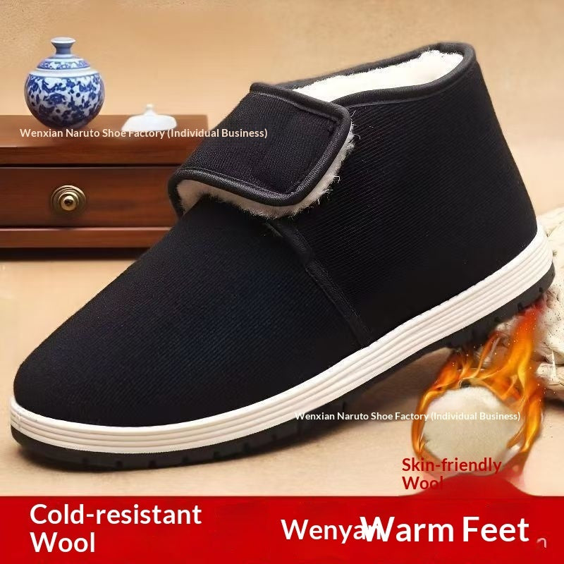 Men's High-Top Wool-Lined Canvas Shoes - Thickened Insole Winter Sneakers