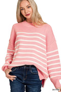 Exposed Seam Striped Oversized Sweater