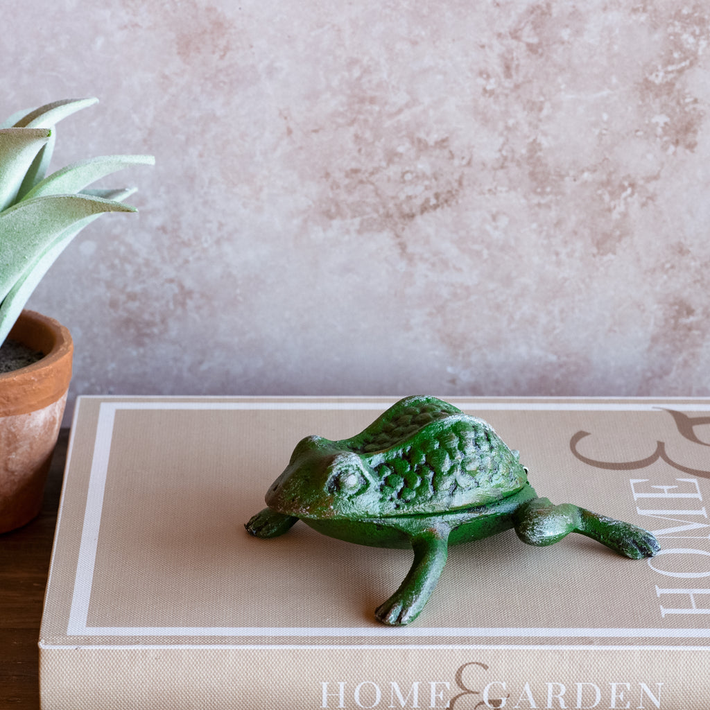 Cast Iron Frog Key Holder Trinket Box