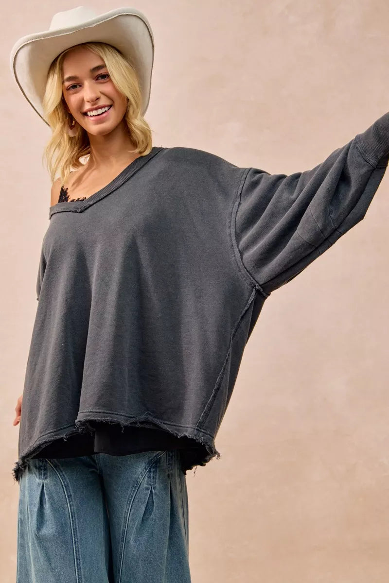 Mineral Washed French Terry Oversized Sweatshirt