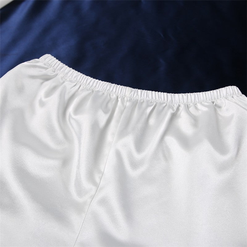 Solid Color Long Sleeve Lapel Buttoned Blouse and Side Slit Pants Two-Piece Homewear Pajama Set