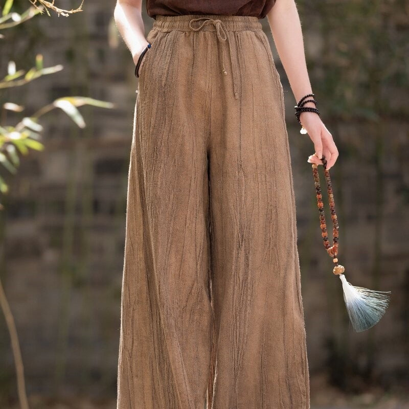 Relaxed Drawstring Wide-Leg Trousers